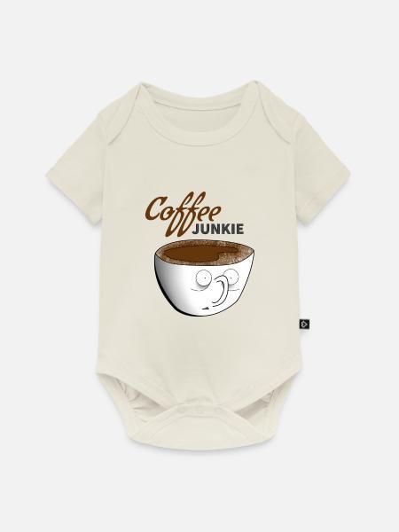 Kaffee Junkie - Baby Premium Kurzarmbody - Naturweiß