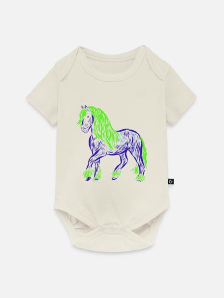 Pferd - Baby Premium Kurzarmbody - Naturweiß