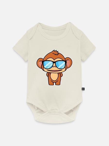 Cleveres Äffchen - Baby Premium Kurzarmbody - Naturweiß
