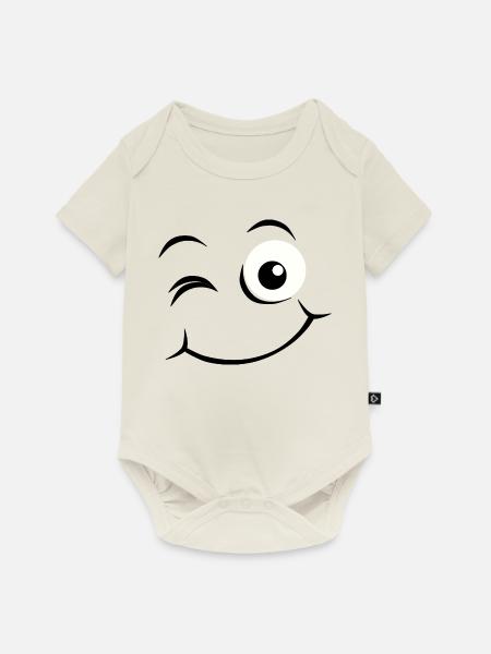 Emoticon Glückliches Gesicht - Baby Premium Kurzarmbody - Naturweiß