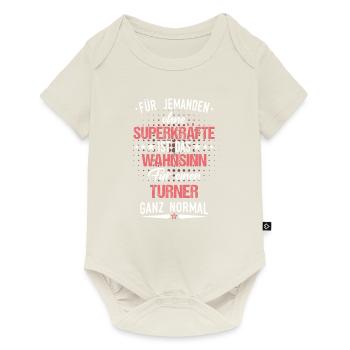 Turnen Turner Bodenturnen Geräteturnen Spruch - Baby Premium Kurzarmbody - Naturweiß - Vorne