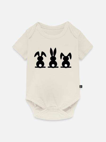 Kaninchen-Silhouette. Frohe Ostern oder Osterfeier. Ei. - Baby Premium Kurzarmbody - Naturweiß