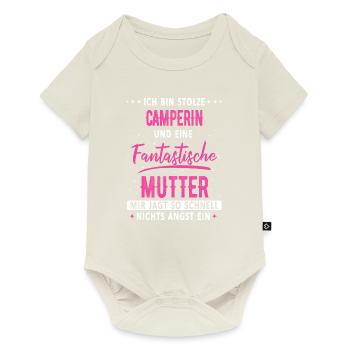 Camping Wohnwagen Camper Wohnmobil Campen - Baby Premium Kurzarmbody - Naturweiß - Vorne