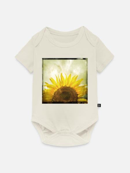 Halbe Sonnenblume - Baby Premium Kurzarmbody - Naturweiß