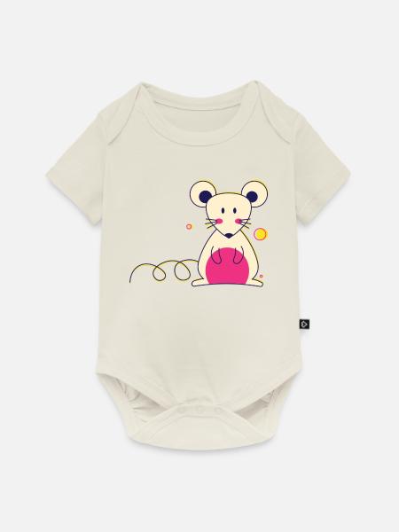 Ratte / Maus - Baby Premium Kurzarmbody - Naturweiß