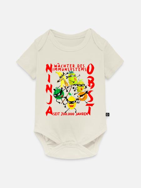 Ninja Obst - Baby Premium Kurzarmbody - Naturweiß