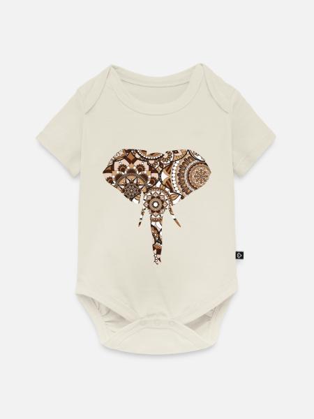 Elefantenmuster - Baby Premium Kurzarmbody - Naturweiß