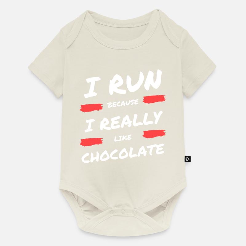 Je cours parce que j’aime beaucoup le chocolat - Body à manches courtes Premium Bébé - blanc cassé