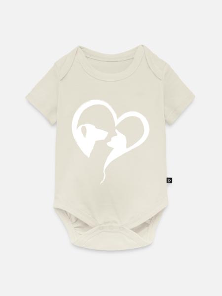 Hundekatze in Herzform - Baby Premium Kurzarmbody - Naturweiß