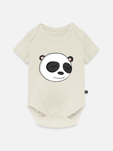 Panda Kopf - Baby Premium Kurzarmbody - Naturweiß