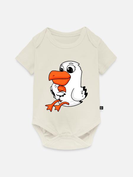 Möwe Familie - Möwe mit Baby - Baby Premium Kurzarmbody - Naturweiß