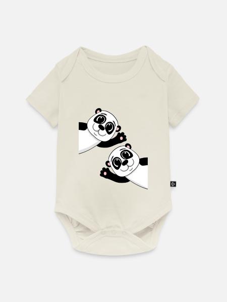 Niedliche Pandas - Baby Premium Kurzarmbody - Naturweiß