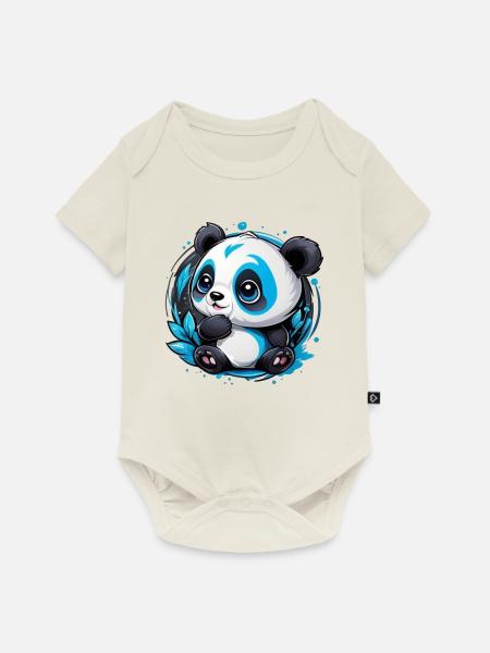 Panda Bär klein und süß - Baby Premium Kurzarmbody - Naturweiß