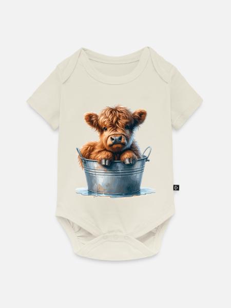 Highland Calf Cuteness - Baby Hochlandrind - Baby Premium Kurzarmbody - Naturweiß