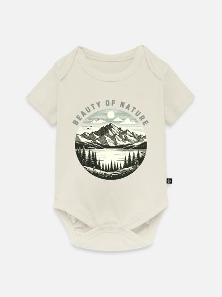 Berge Jahrgang - Baby Premium Kurzarmbody - Naturweiß