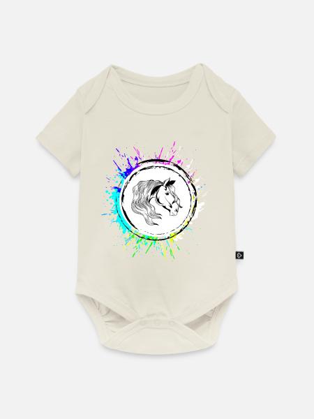 Pferd Kopf - Baby Premium Kurzarmbody - Naturweiß