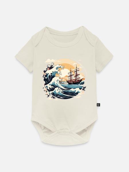 Segeln - Baby Premium Kurzarmbody - Naturweiß