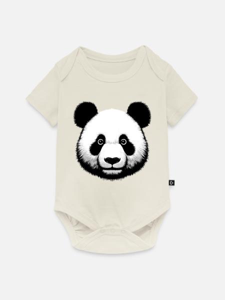 Panda - Baby Premium Kurzarmbody - Naturweiß