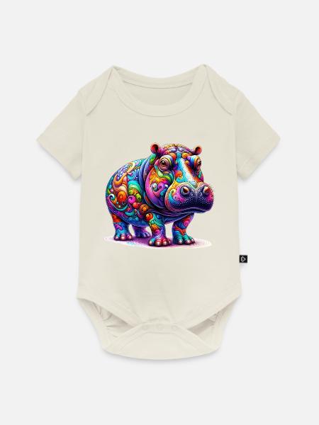 Nilpferd - Baby Premium Kurzarmbody - Naturweiß