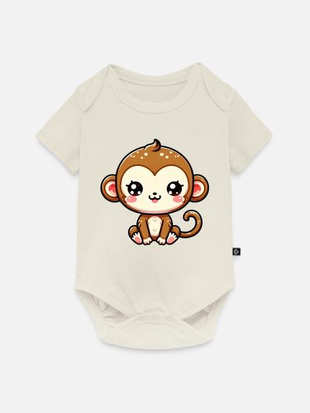 Affe - Baby Premium Kurzarmbody - Naturweiß