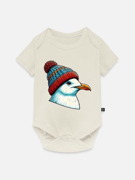 Möwe - Baby Premium Kurzarmbody - Naturweiß