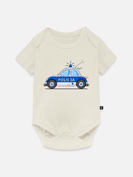 Polizeiauto Policja Blau - Baby Premium Kurzarmbody - Naturweiß