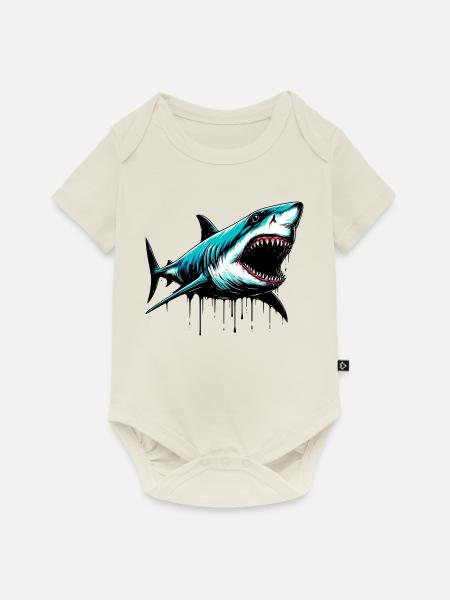 Hai - Baby Premium Kurzarmbody - Naturweiß