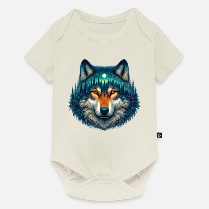Loup - Body à manches courtes Premium Bébé - blanc cassé