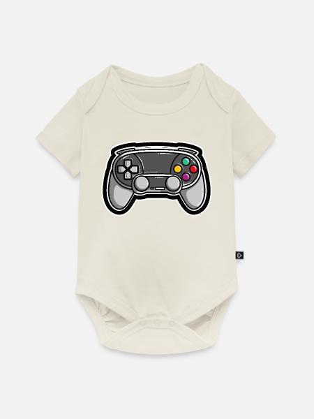 Spiel Controller - Baby Premium Kurzarmbody - Naturweiß