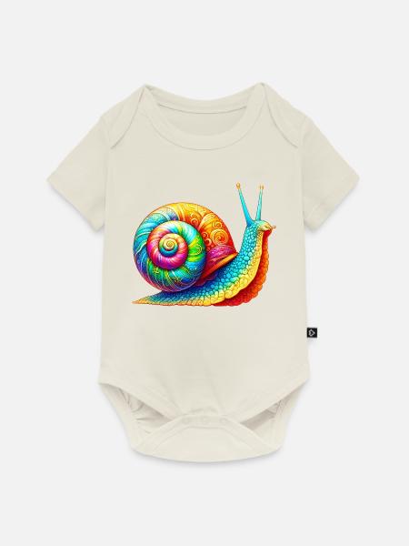 Schnecke - Baby Premium Kurzarmbody - Naturweiß