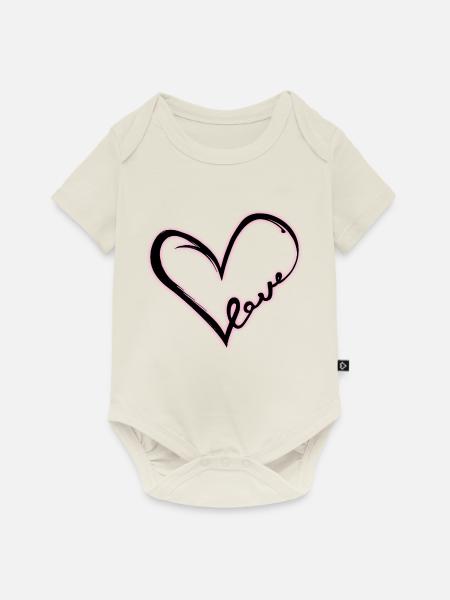Liebesherz (Black Glow) - Baby Premium Kurzarmbody - Naturweiß