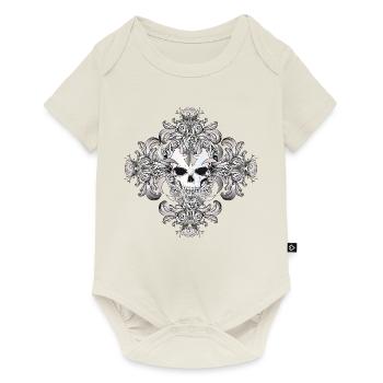 Decorated skull ornament with Gothic flair - Baby Premium short-sleeve bodysuit - off white - Front