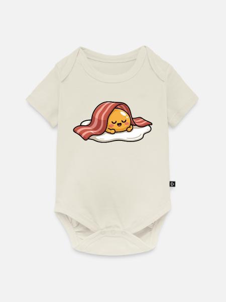 Sleeping Egg with Bacon Cartoon - Baby Premium Kurzarmbody - Naturweiß