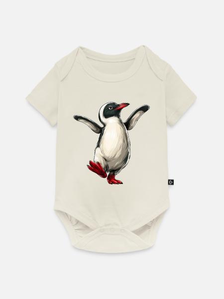 fröhlicher Pinguin :) - Baby Premium Kurzarmbody - Naturweiß