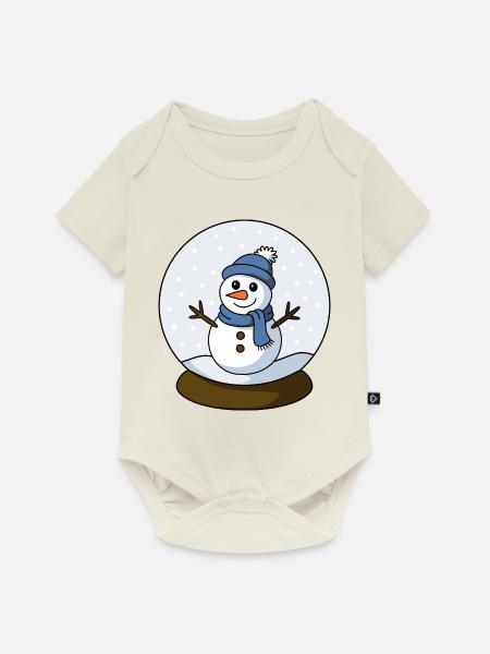 Schneemann in einer Schneekugel - Baby Premium Kurzarmbody - Naturweiß