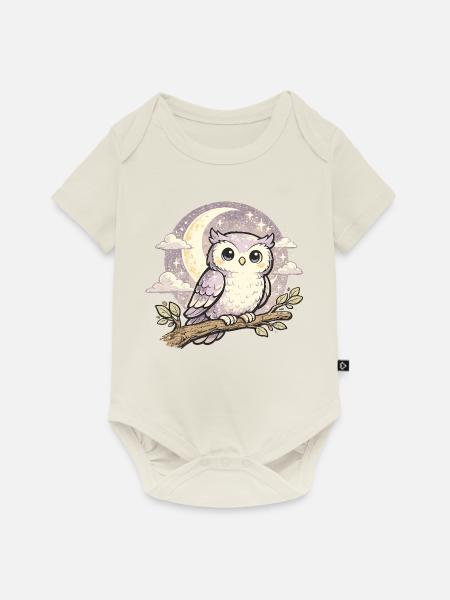 Mondlicht-Eulentraum - Baby Premium Kurzarmbody - Naturweiß