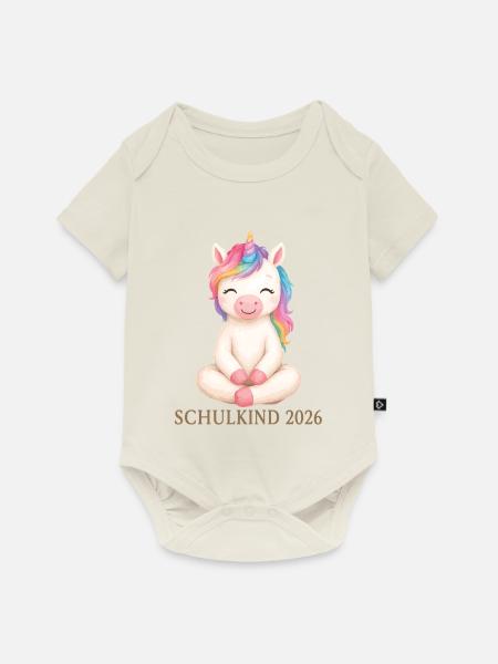 Schulkind 2026 Einhorn Shirt - Baby Premium Kurzarmbody - Naturweiß