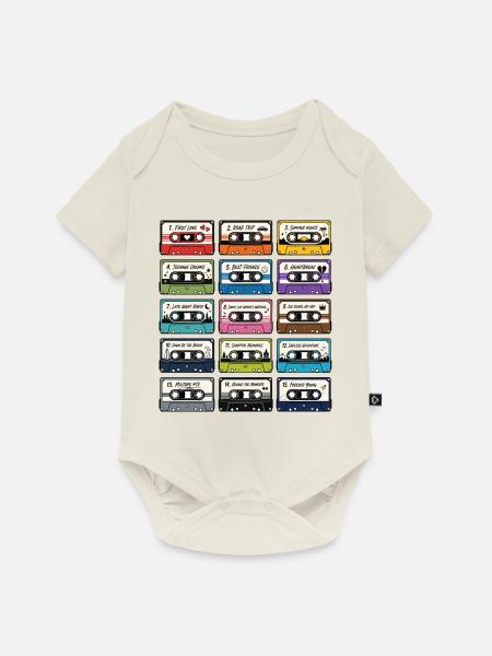 Retro Audio Kassettensammlung - Baby Premium Kurzarmbody - Naturweiß