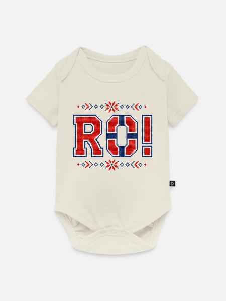 RO! Norwegen 2026 „Stickerei“ - Baby Premium Kurzarmbody - Naturweiß