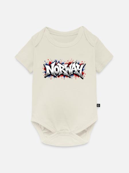 Norway Flag Graffiti - Baby Premium Kurzarmbody - Naturweiß