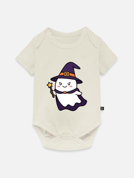 Hexengeist-Zauberstab Halloween - Baby Premium Kurzarmbody - Naturweiß