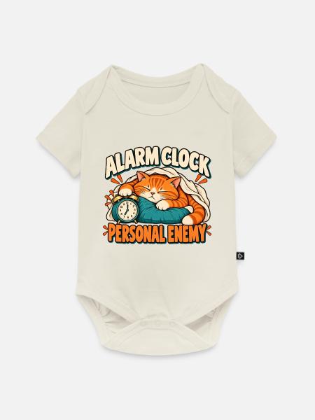 Wecker - Baby Premium Kurzarmbody - Naturweiß