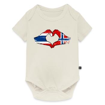 Thailand Schweden Flagge Hände Herzform used look - Baby Premium Kurzarmbody - Naturweiß - Vorne