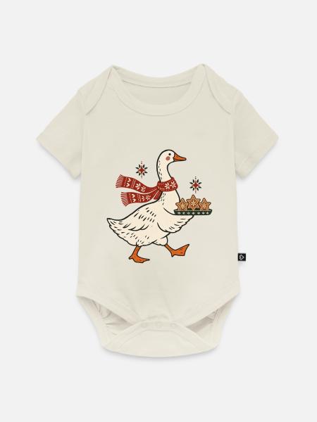 Weihnachtsgans Plätzchen Backen Weihnachtsbäckerei - Baby Premium Kurzarmbody - Naturweiß