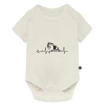 Bauarbeiter T-Shirt · Heartbeat · Bagger · Kran - Baby Premium Kurzarmbody - Naturweiß - Vorne