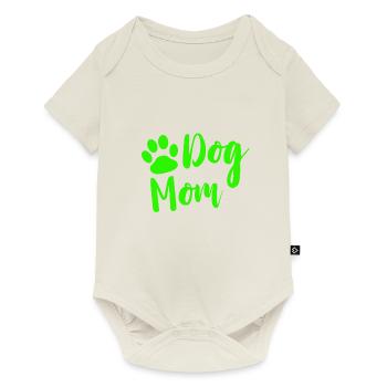 Dog mom with paw in green as a gift - Baby Premium short-sleeve bodysuit - off white - Front