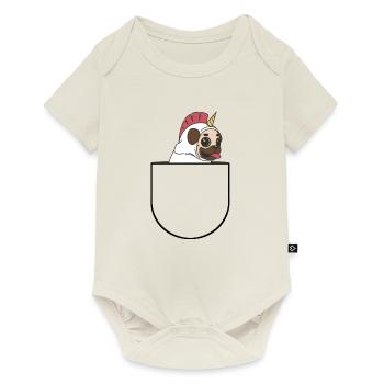 Hund in Einhorn Kostüm in Bauchtasche Geschenk - Body à manches courtes Premium Bébé - blanc cassé - Devant