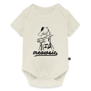 Meowsic Drummer Cat Music prix idée cadeau - Body à manches courtes Premium Bébé - blanc cassé - Devant