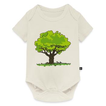 Tree drawing meadow and flowers - Baby Premium short-sleeve bodysuit - off white - Front