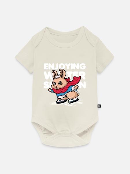 ENJOY WINTER Geschenk Schneekristall - Baby Premium Kurzarmbody - Naturweiß
